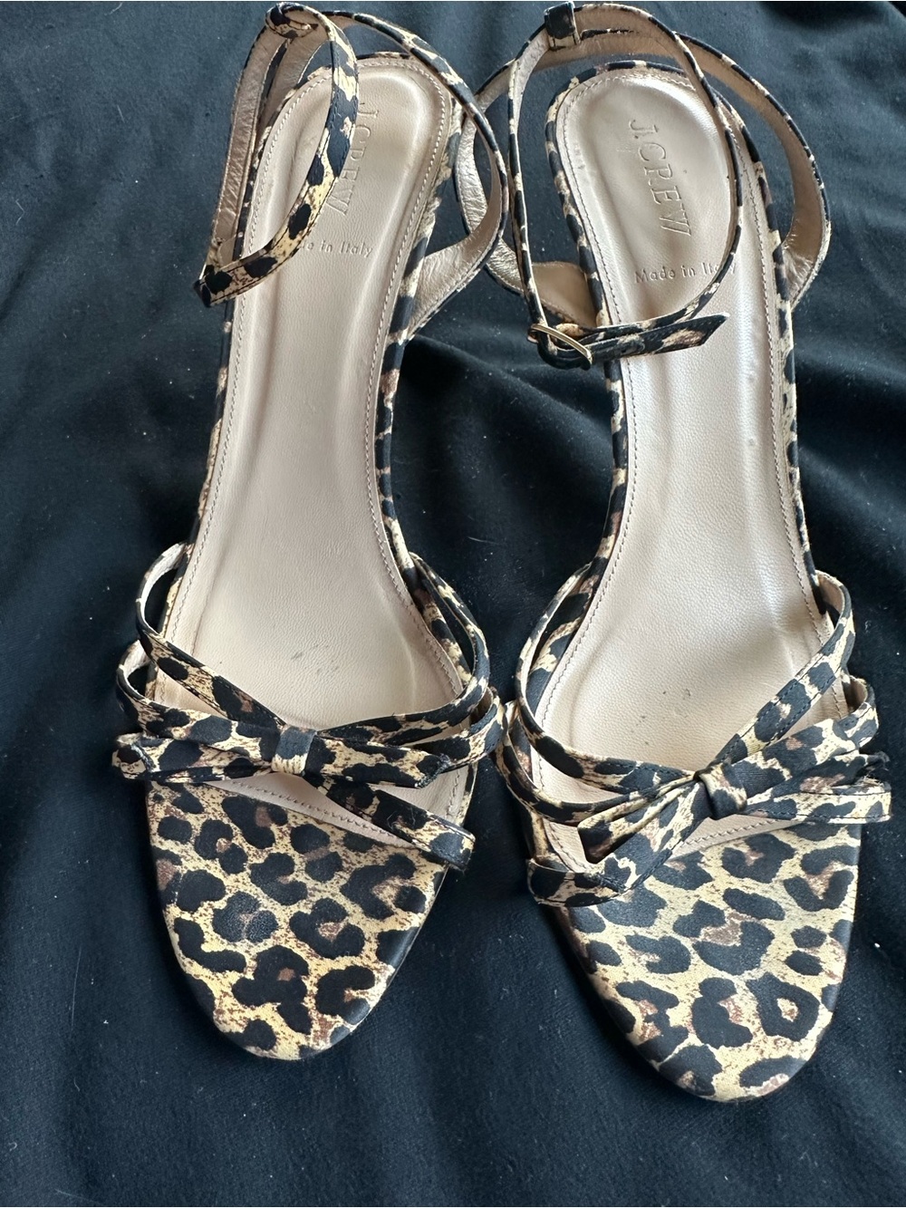 J Crew Leopard Print Ankle-Strap Sandals Women heels made in Italy size 11